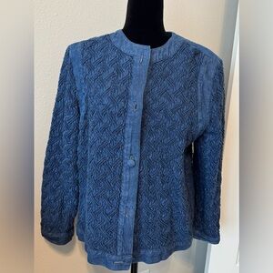 Bis by Gene Ewing Vintage Textured Denim Jacket Size Large